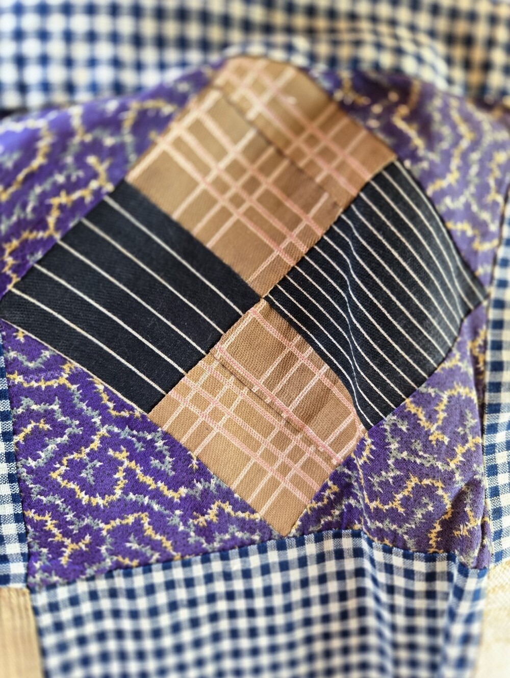 Vintage Patchwork Skirt in Navy and Cream + White Gap Cotton Blouse Extra Small - Picture 3 of 14